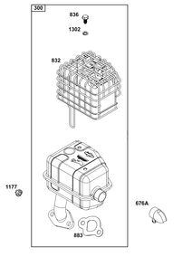 Exhaust Group Diagram and Parts List for 83132-0233-H5  Briggs and Stratton Engine